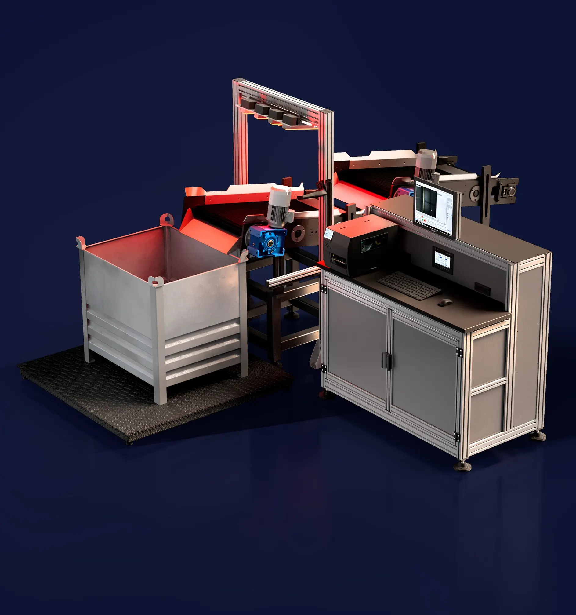 Render piattaforma AimTrace con stampante