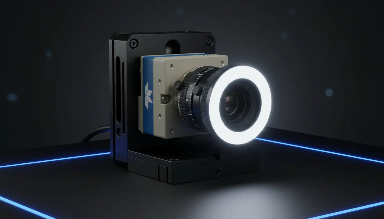 Hardware AimTrace: telecamera ad alta velocità, ring light e supporto meccanico